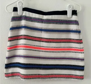 Milly Multi Color Striped White Mini Skirt Cotton Blend Preppy Luxe Size 2 thumbnail 1