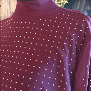 Torrid Mesh Mock Neck Rhinestone Top size 2 color Winter Bloom thumbnail 3