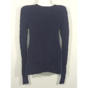 Polo Ralph‎ Lauren Navy Blue Cable Knit Wool Cashmere Sweater Womens Small Cozy thumbnail 3