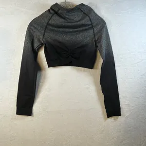 Gymshark Ombre Seamless Long Sleeve Crop Top‎ Black Grey Athletic Fit Women thumbnail 5