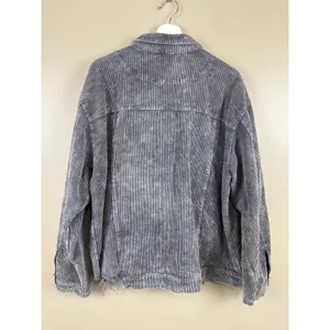 Pol Women’s Corduroy Button Distressed Gray Raw Hem Jacket Plus Size 3XL thumbnail 11