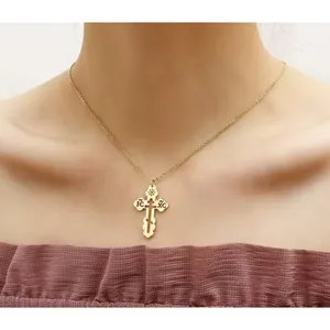 Boutique Orthodox Christian Cross Necklace Religious IC XC Pendant Gold Plated 316L 18-20 thumbnail 5