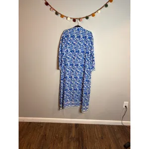 Zara Blue & White Printed Midi Shirt Dress thumbnail 2