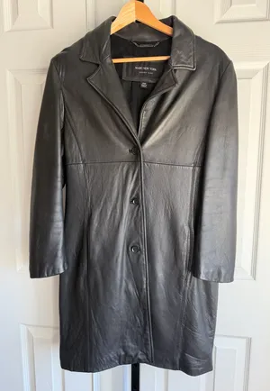 Marc New York By Andrew Marc Leather Trench Coat 100% Leather Women's Size:M PM thumbnail 1