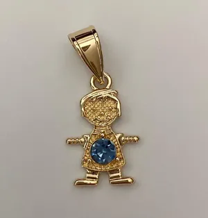 Gold Plated December (Blue Topaz) Boy Birthstone Pendant thumbnail 1