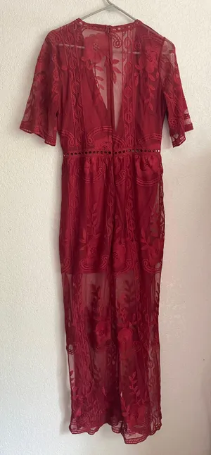 Deep V Maroon/red Romper Red Size L thumbnail 1