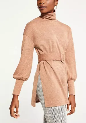 Ann Taylor Turtleneck Belted Tunic Top J thumbnail 1
