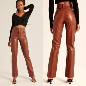 Abercrombie & Fitch The 90's Straight Ultra High Rise Faux Leather Pants thumbnail 2