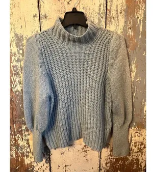 NWT Line and Dot mock neck sweater, size small, blue thumbnail 2