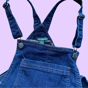 Lightweight mid-wash blue denim pinafore overall dress 🔥 thumbnail 2