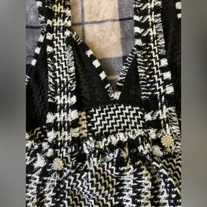 Zara Short pinafore-style dress black and white houndstooth thumbnail 6