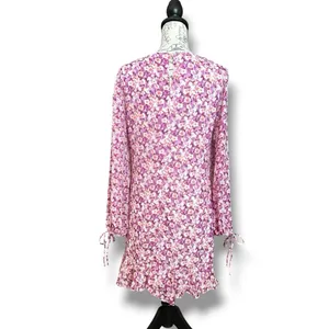 Petal & Pup Purple Pink Floral Long Sleeve Chiffon Midi Shift Dress US Size 8 thumbnail 2