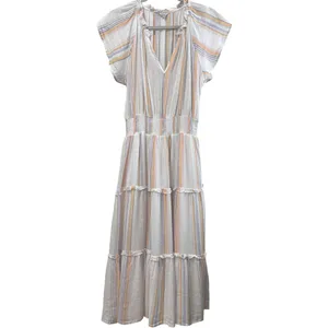 Rails Linen Amellia Dress Merida Stripe Linen Blend‎ Tiered Midi Boho Small $228 thumbnail 4