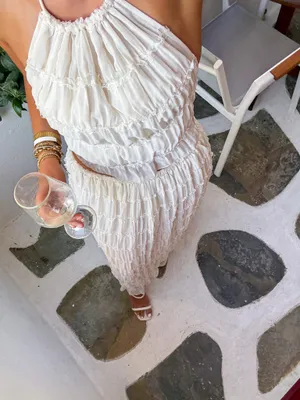 Ruched halter maxi set White thumbnail 4