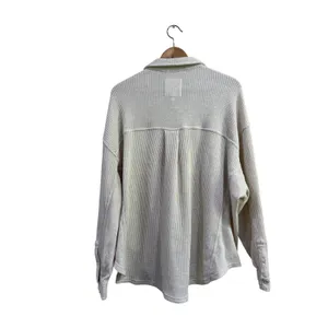 Aerie LumberJane Waffle Shirt Cream Ivory Oversized Button Down Top Medium thumbnail 2