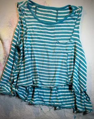 We The Free Teal and White Stripe Tank Hi-Lo Women’s Medium thumbnail 1