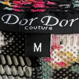 Dor Dor Couture Multicolor Abstract Sheer Mesh Hankerchief Hem Long Bell SleeveM thumbnail 11