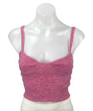 Aritzia Wilfred Pink Wool Cashmere Bustier Ribbed Knit Cami Tank Crop Top Sz XS thumbnail 1