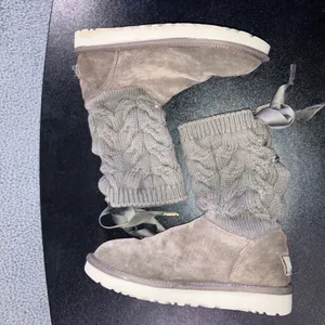UGG Kiandra Boots Women 7 Willow Ribbon Suede Cable Knit Wool Lined‎ Pull On thumbnail 9