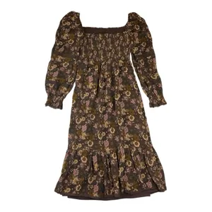 Wilfred size small grace midi sun dress brown white floral square neck boho thumbnail 3