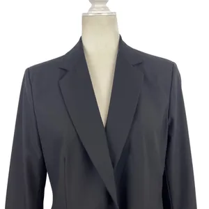 Zara Single Breasted Black Long Classic Fit Blazer Jacket Shoulder Pads Size 10 thumbnail 3