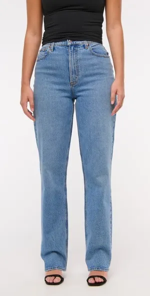 NWT ABERCROMBIE- Curve Love Ultra High Rise 90s Straight Jean Size 29 thumbnail 1