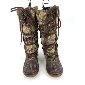 Pajar Winter Boots Women 7.5 Brown Fair Isle Apres Ski Duck Boots thumbnail 3
