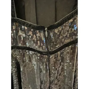 Free People Size 4 Mini Dress‎ Black "Film Noir" Sleeveless Sequins Plunge thumbnail 8