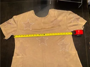Davi & Dani Camel Casual Romper with Pearl Stars Western Chic Coastal Cowboy thumbnail 6