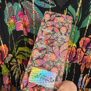ME 2 MAGIC Anthropologie Black Floral Tropical Colorful‎ Maxi Dress L NWT thumbnail 3
