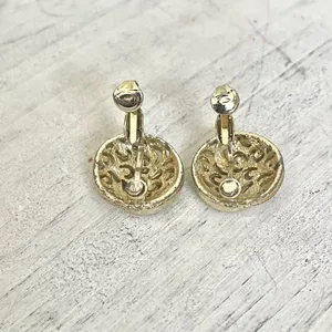 Small gold tone clip on earrings thumbnail 7