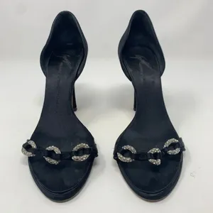 Giuseppe Zanotti Black Silk Sandals‎ w/ Rhinestones thumbnail 2