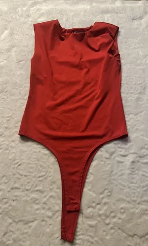Wearever BodysuitWomen’s Size M Red Casual Dressy Summer Made In USA thumbnail 1