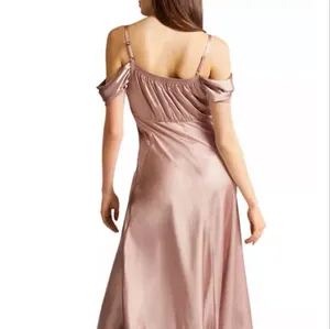 Ted Baker Esta Blush Pink Satin Cowl Cold Shoulder Midi Dress Size 0 thumbnail 3
