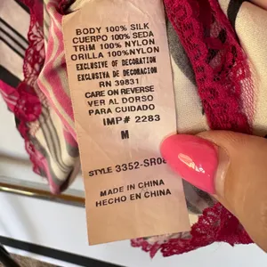 Y2K Hot Pink Silk Striped Lace Tank Top Cami 2000s Babydoll Indie Sleeze Medium thumbnail 7