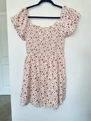 niami for francesca's puff sleeve floral smocked mini dress thumbnail 3