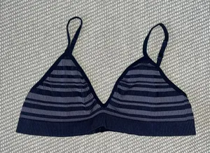 Urban Outfitters Out From Under Stripe Navy Blue Seamless Bralette Sz M thumbnail 1