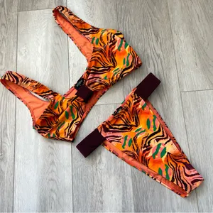 Animal Print Bikni high rise cheeky womens Orange (small) icon swim bright beach thumbnail 1