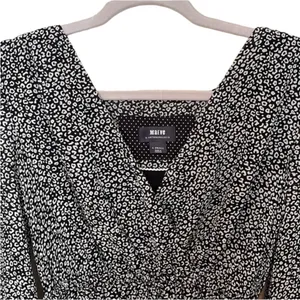 Maeve Anthropologie Dress Women Black White Leopard Print‎ Mini V-Neck Excellent thumbnail 6