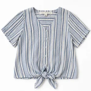 Jane + Delancey Women’s Blue & White Striped Tie Front Blouse Size Small‎ thumbnail 1
