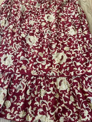 Vintage Red and Gold Floral Midi Skirt 1X Boho Cottagecore Romantic Prairie thumbnail 2