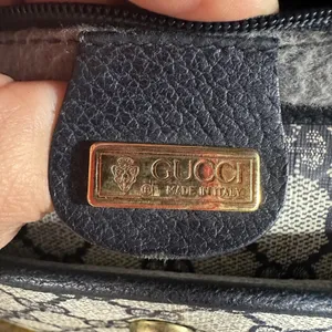 Gucci GG Monogram Vintage Crossbody Bag Medium Beige Blue Canvas Italy thumbnail 4