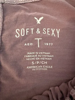 American Eagle Soft & Sexy‎ Long Sleeve Shirred Yoke Henley Tunic Top thumbnail 2