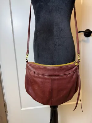 HOBO Birch Port Velvet Hide Crossbody Bag Pebbled Leather‎ Burgundy Maroon Red thumbnail 2