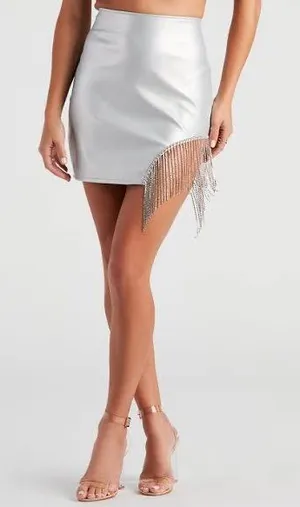 Windsor NWT Feeling Fine Rhinestone Mini Skirt Size M thumbnail 1