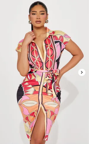 FashioNova Patterned Mini Shirt Dress thumbnail 1
