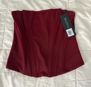 White Fox Boutique Burgundy Strapless Bustier Top thumbnail 1