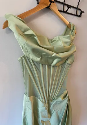 House Of CB NWT Lulu Corset One-Shoulder Satin Midi Dress thumbnail 10