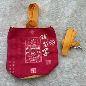 Red Canvas Bucket Crossbody Bag Chinese Noodle Cup Style‎ Small Shoulder Bag new thumbnail 7