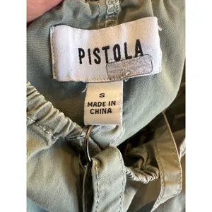 Pistola Olive Green Overall Jumpsuit SMALL Cotton Relaxed Vacation Designer $148 thumbnail 11